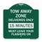 Signmission Tow Away Zone-Deliveries Only 15 Minutes Must Leave Your Flashers On, Green & White, GW-1818-22803 A-DES-GW-1818-22803 - alternate 1
